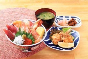 海鮮丼とふぐ竜田3品セット